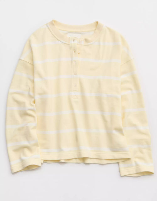 Striped Henley Long Sleeve Sweatshirt