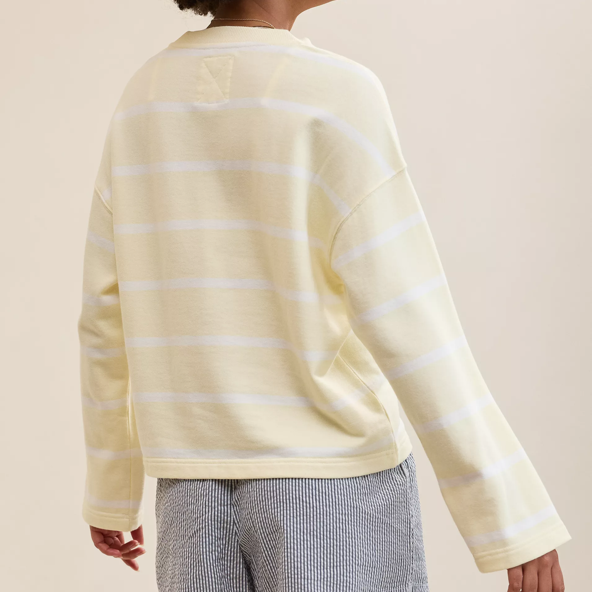 Striped Henley Long Sleeve Sweatshirt