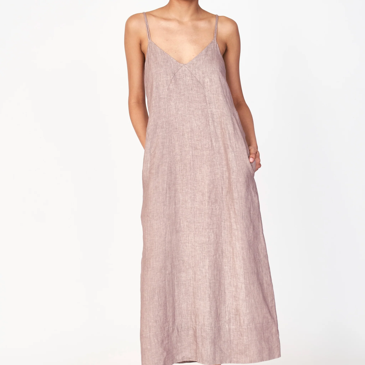 Deep V Spaghetti Strap Slip Midi Dress