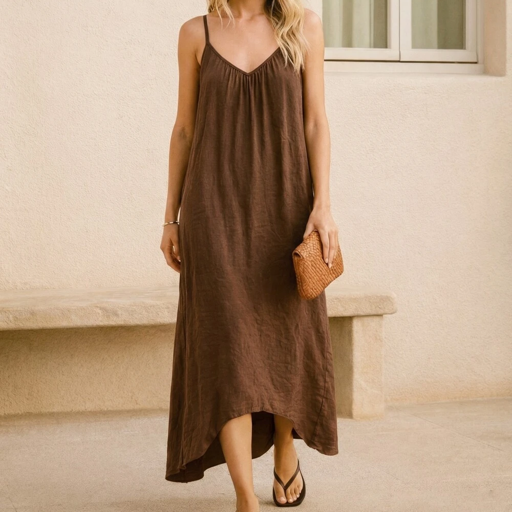 V-Neck Spaghetti Strap Maxi Slip Dress
